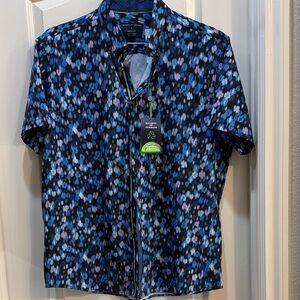 Society Of Threads NWT Men's Blue & Black Abstract Short SleeveShirt Large